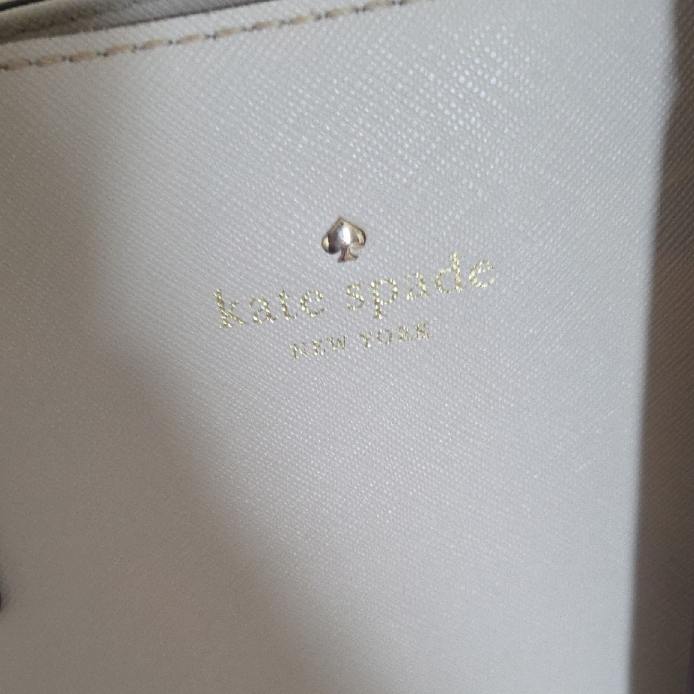 kate spade Taupe & Cream Tote with Purple Scarf Accent - Picture 2 of 7